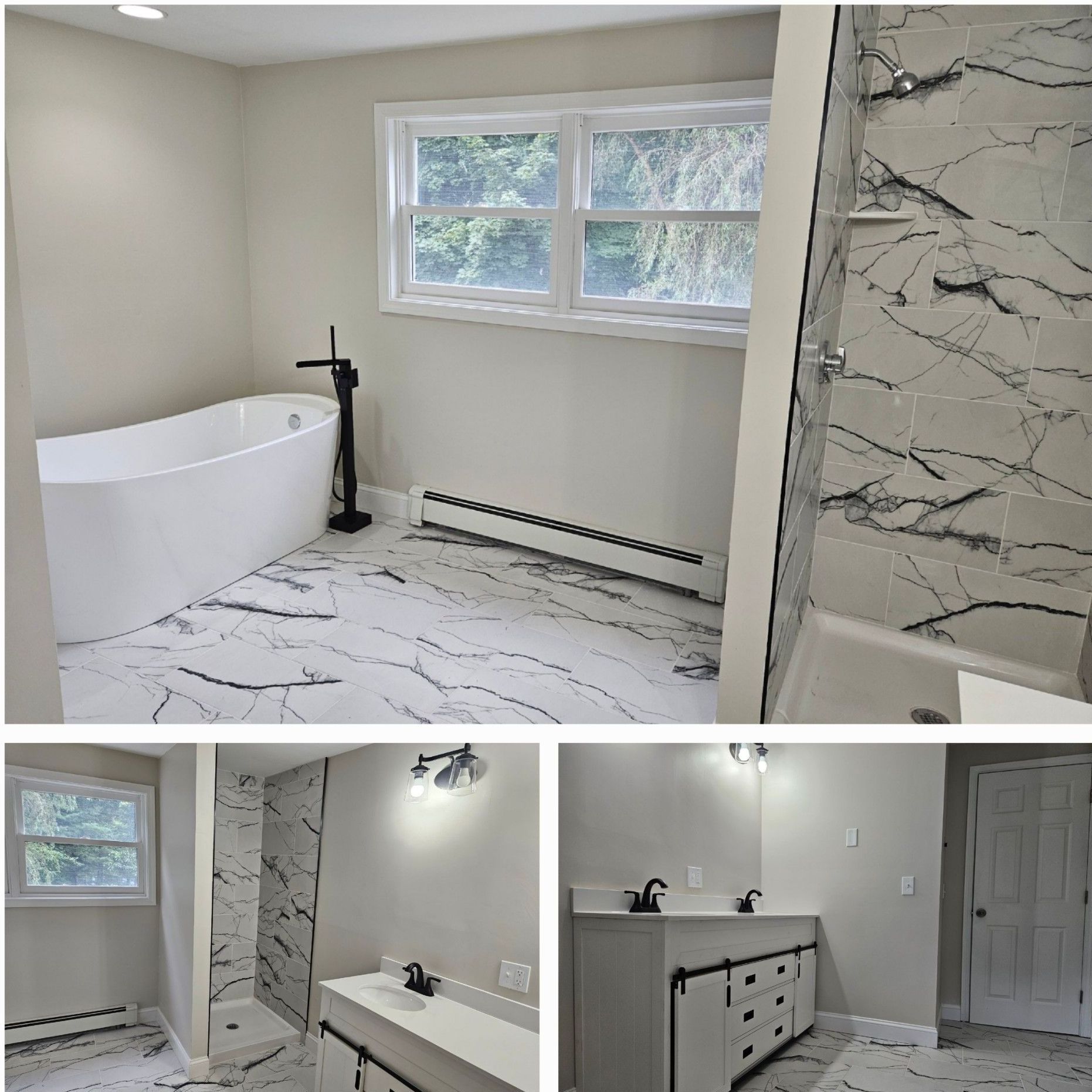 A before and after photo of an office being remodeled