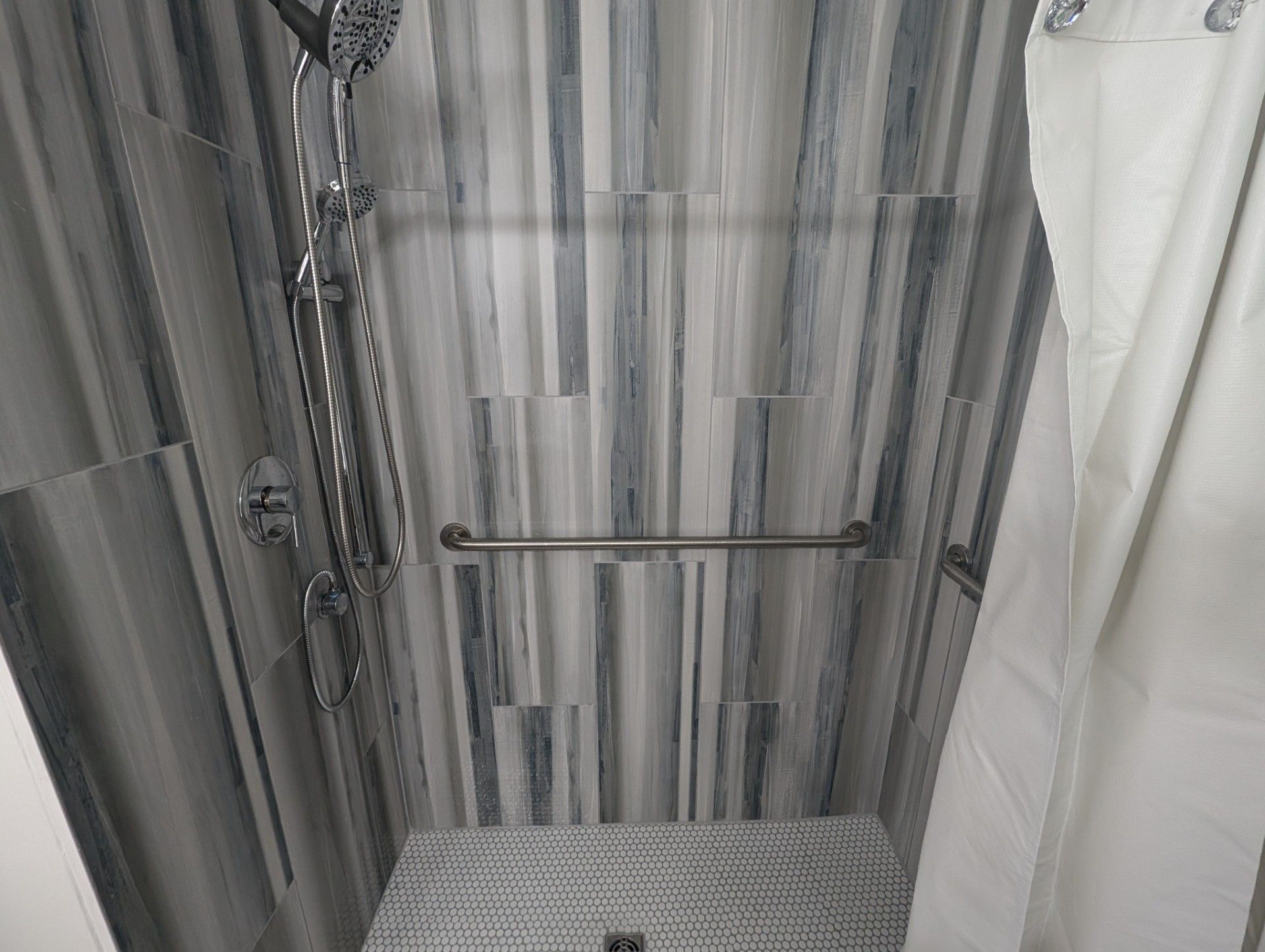 A modern gray and white shower