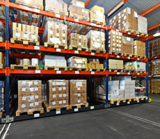 Stacked boxes in a warehouse