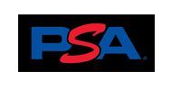 PSA logo with blue letters and a red stylized “S” on a black background