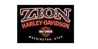 ZION Harley-Davidson logo with orange and white text on a black background, Washington, Utah
