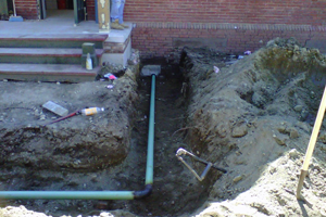 Excavating pipe line