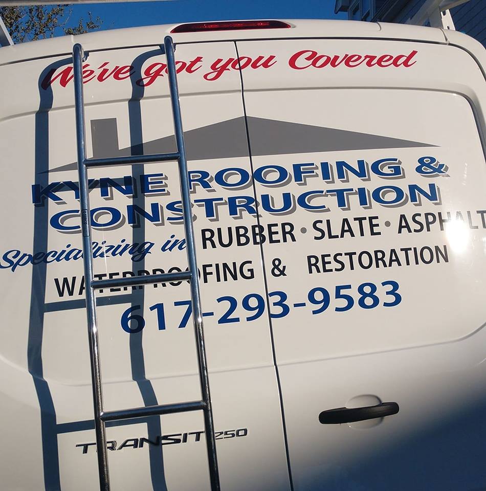 Kyne Roofing & Construction truck back side ladder