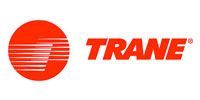 The logo for trane is a red circle with a sun in the middle.
