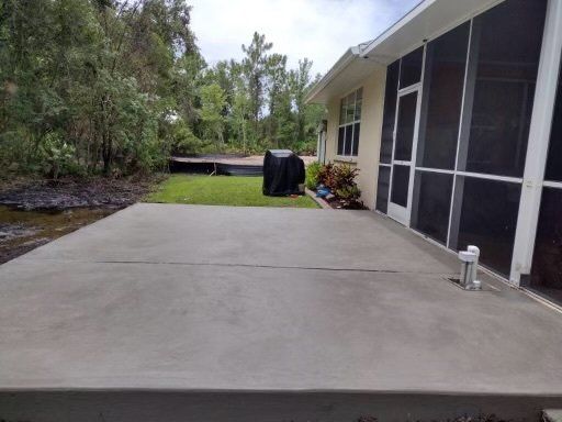 backyard with semi finished concrete