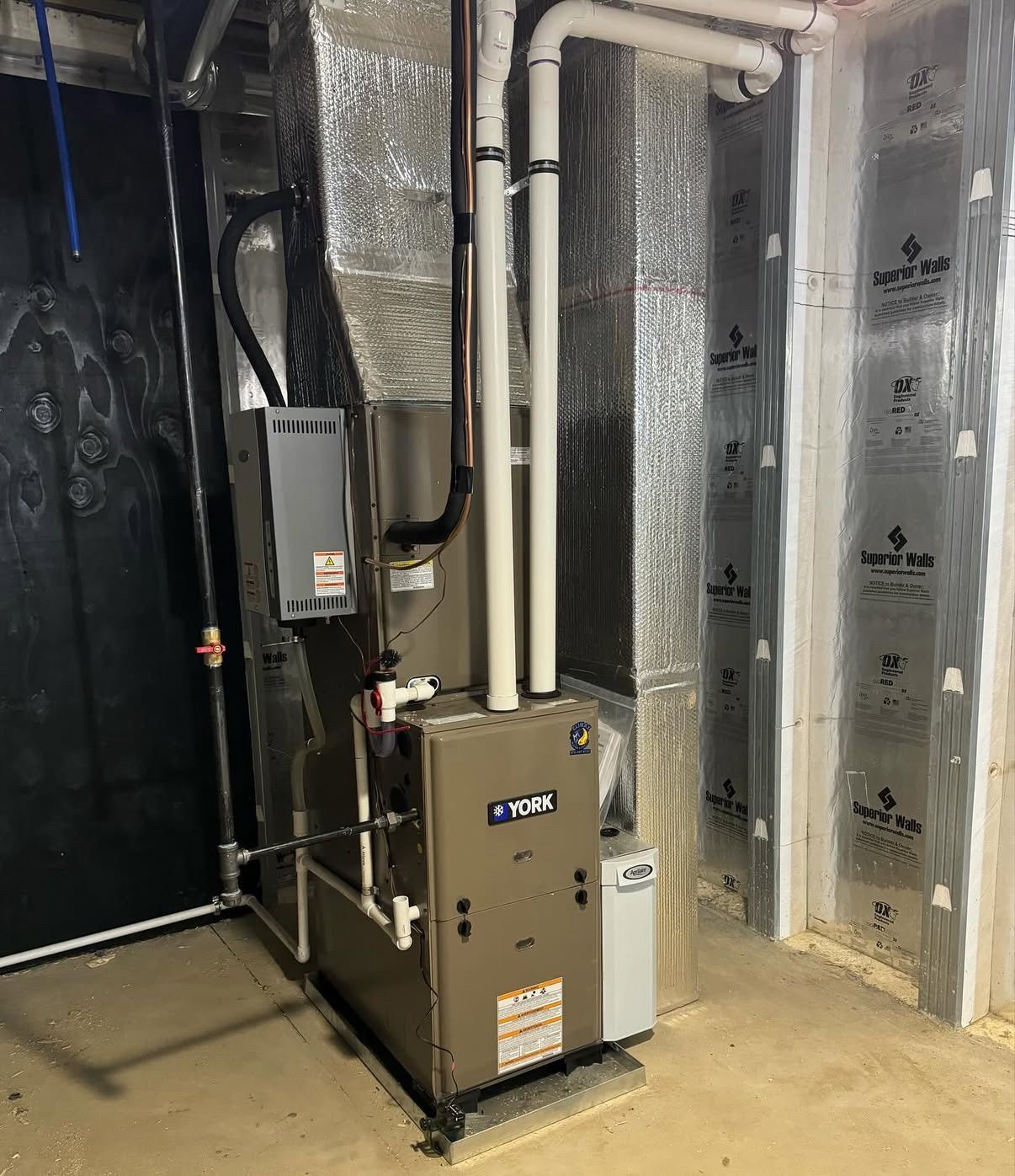 York furnace unit in a basement