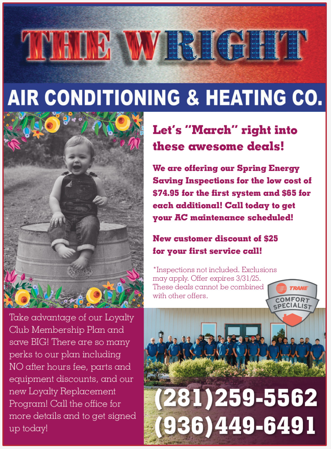 A flyer for The Wright Air Conditioning & Heating Co.