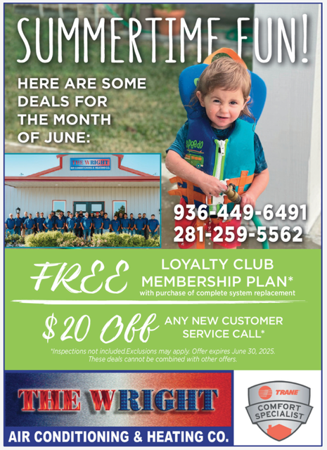 A flyer for The Wright Air Conditioning & Heating Co.