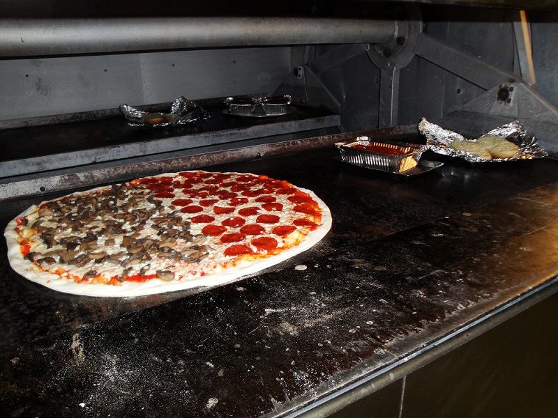 Pizza being cooked