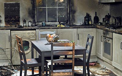 Fire and smoke damage kitchen