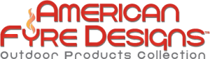 The logo for american fire designs outdoor products collection