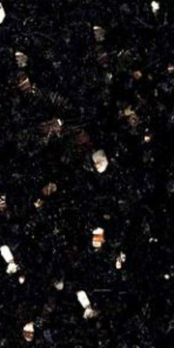 A close up of a black granite counter top.