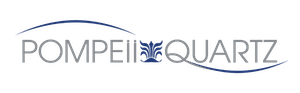 A logo for pompeii quartz is shown on a white background.