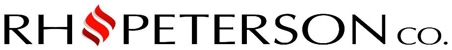A logo for rhin peterson co. with a red arrow