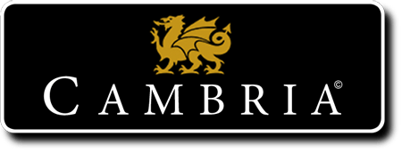 A logo for cambria with a dragon on it