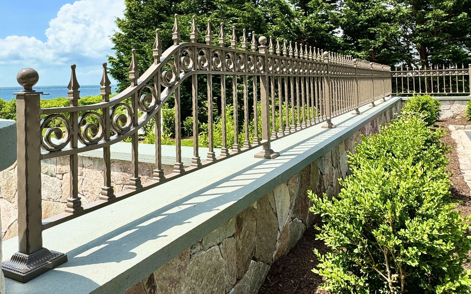 Custom made wrought iron fence, epoxy coated 