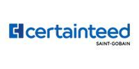 CertainTeed logo with the Saint-Gobain text. Blue block graphic next to the word 