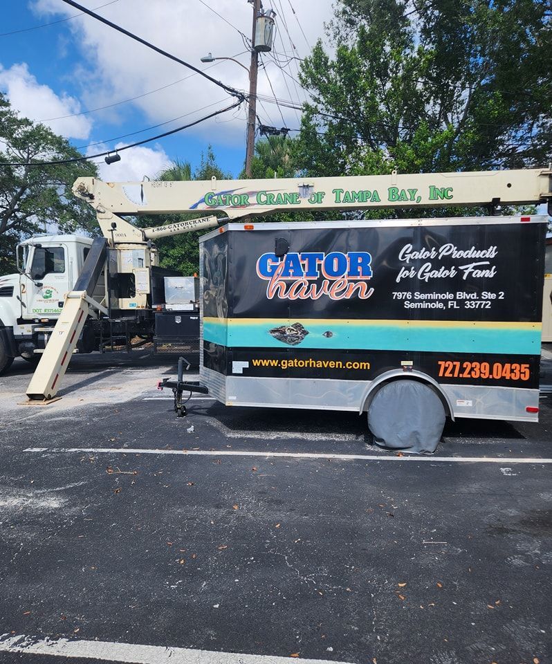 A gator truck is parked in a parking lot