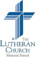 The lutheran church missouri synod logo is a blue cross with wings.