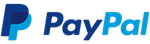The paypal logo is blue and white on a white background.