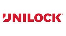 The logo for unilock is red on a white background.