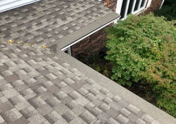 House with a gray-shingled roof featuring Gutter Cap.