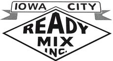 a black and white logo for Iowa City Ready Mix Inc.