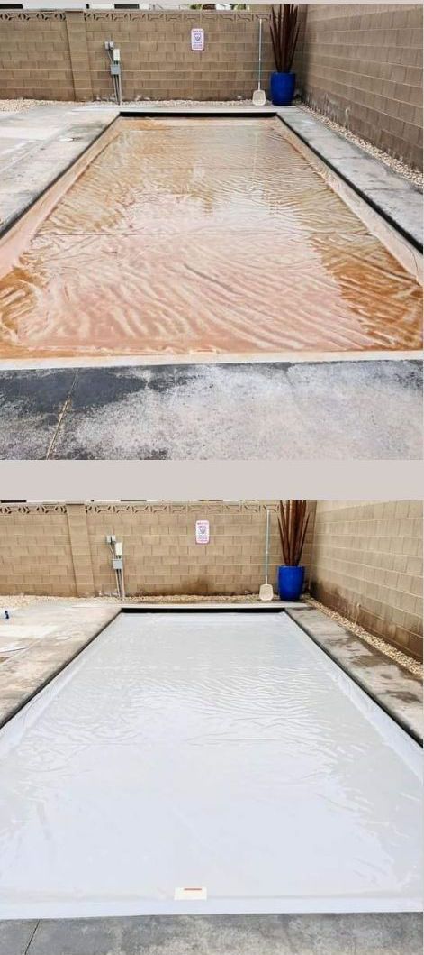 a before and after picture of a swimming pool 