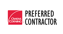 Owens Corning Preferred Contractor logo with red square icon and black text