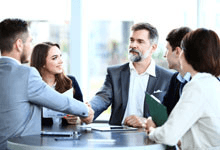 Attorney with clients