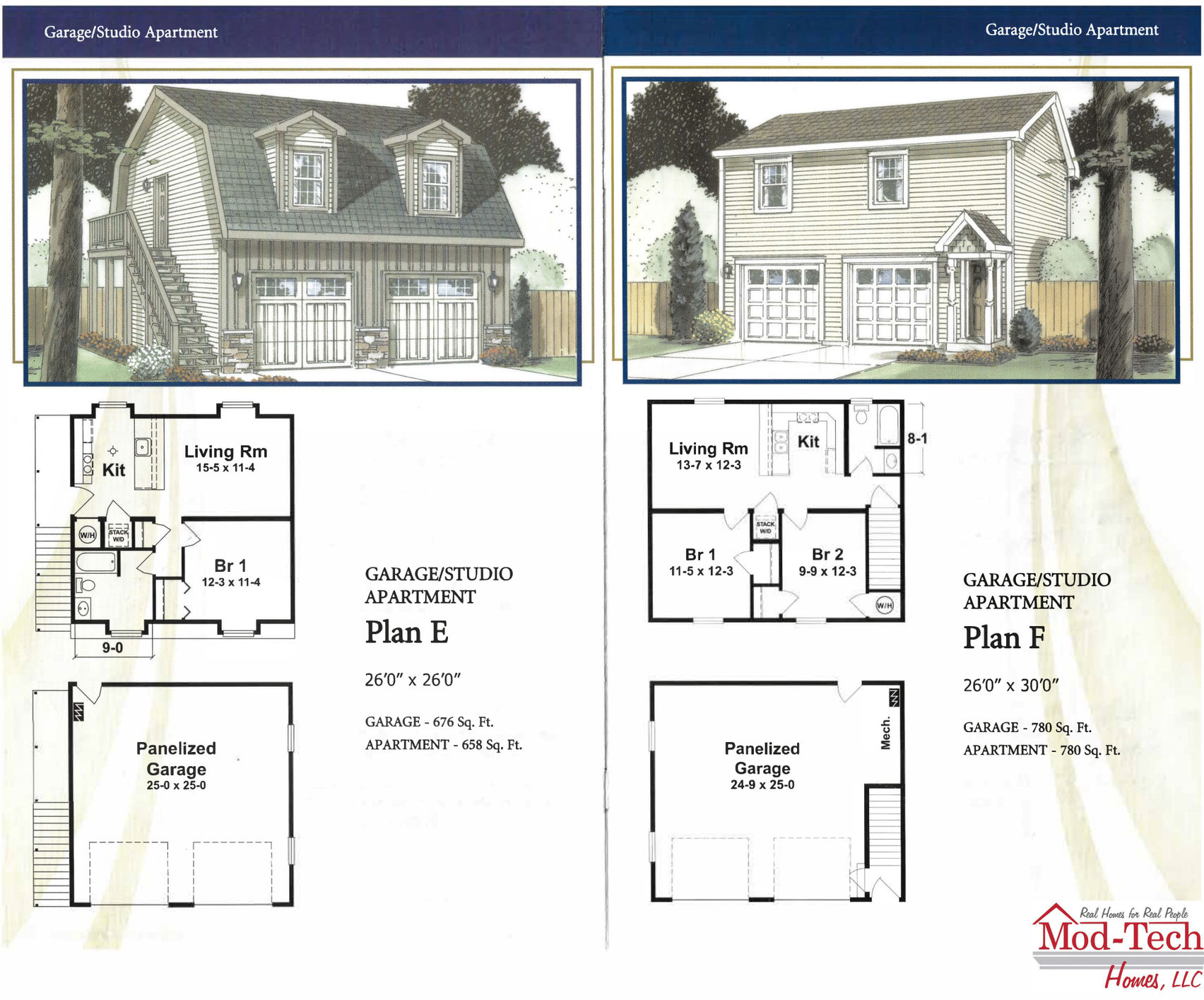 Two-floor plans of a house with a picture of a house on the left and a picture of a house on the right.