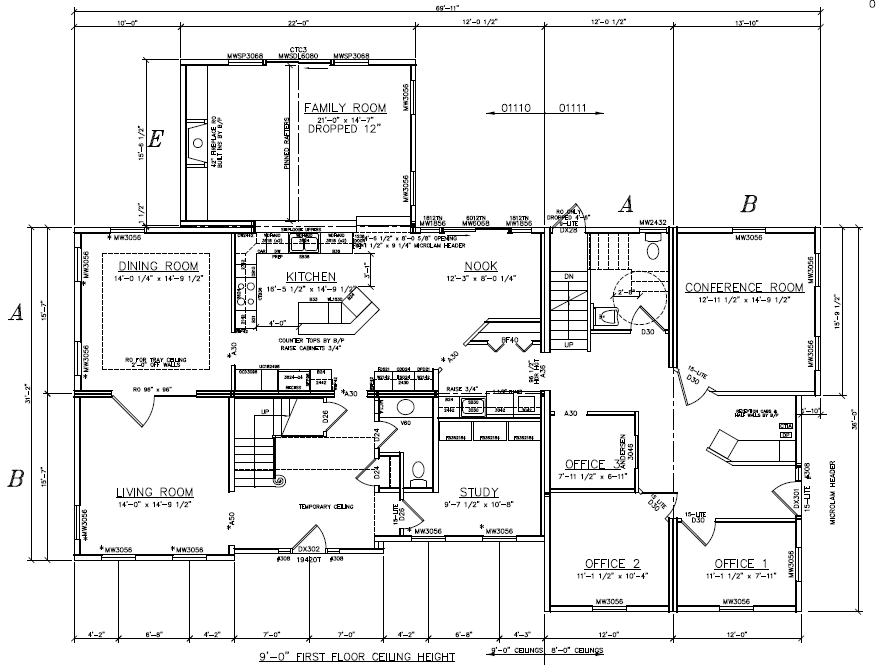 A black and white ground floor plan of a Cambridge Colonial home.