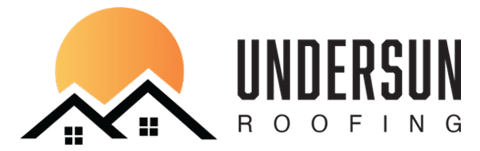 Logo for Undersun Roofing: black roof silhouettes with a sunset, and bold black text.
