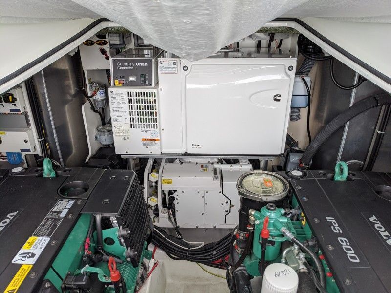 A close up of the engine room of a boat.