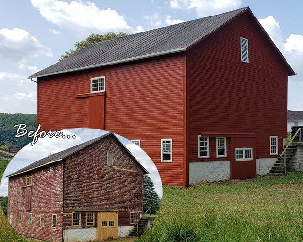 Red barn restoration - before and after