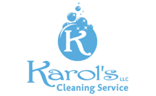 Karol&rsquo;s Cleaning Service logo with blue stylized text and a bubble-like K icon