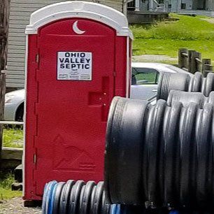 Red portable toilet