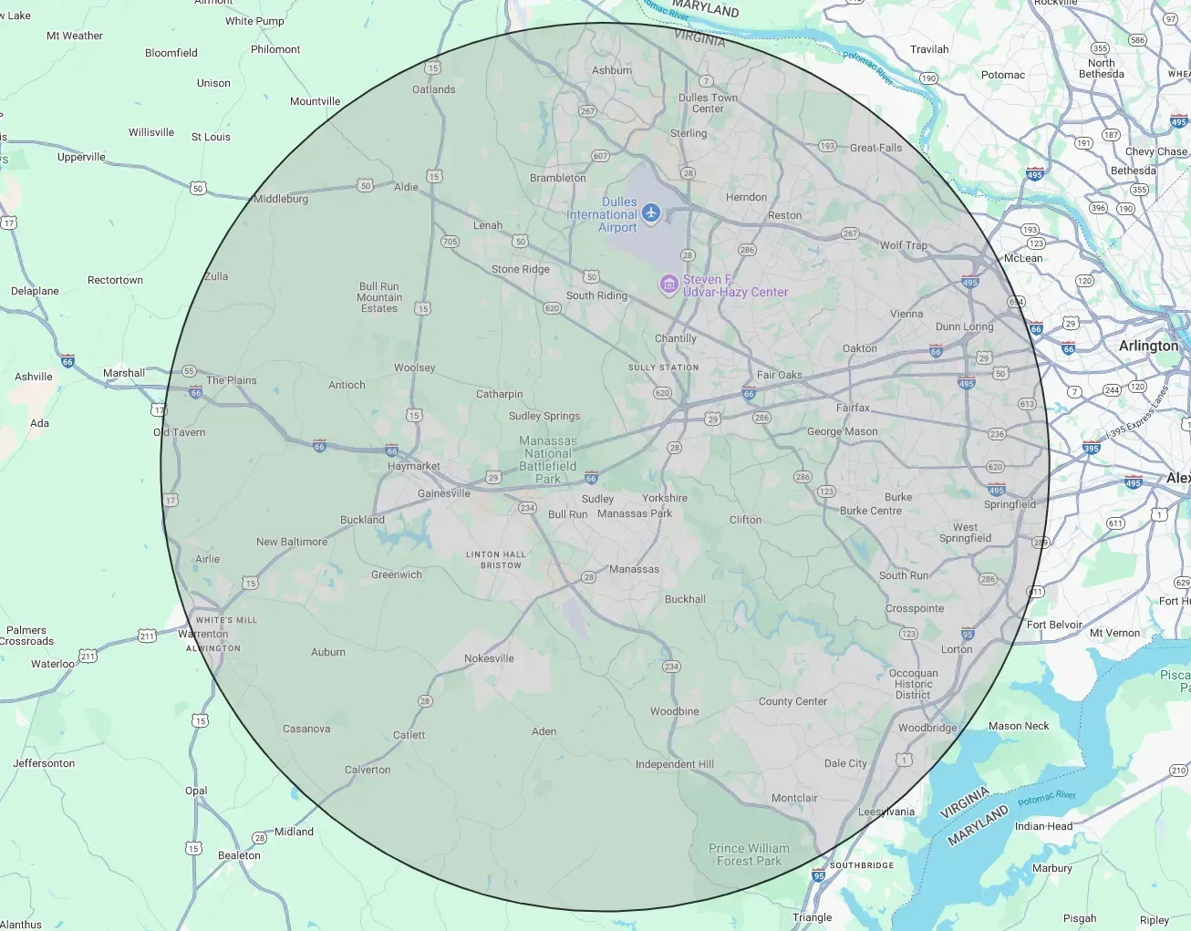 Radius map - Northern VA