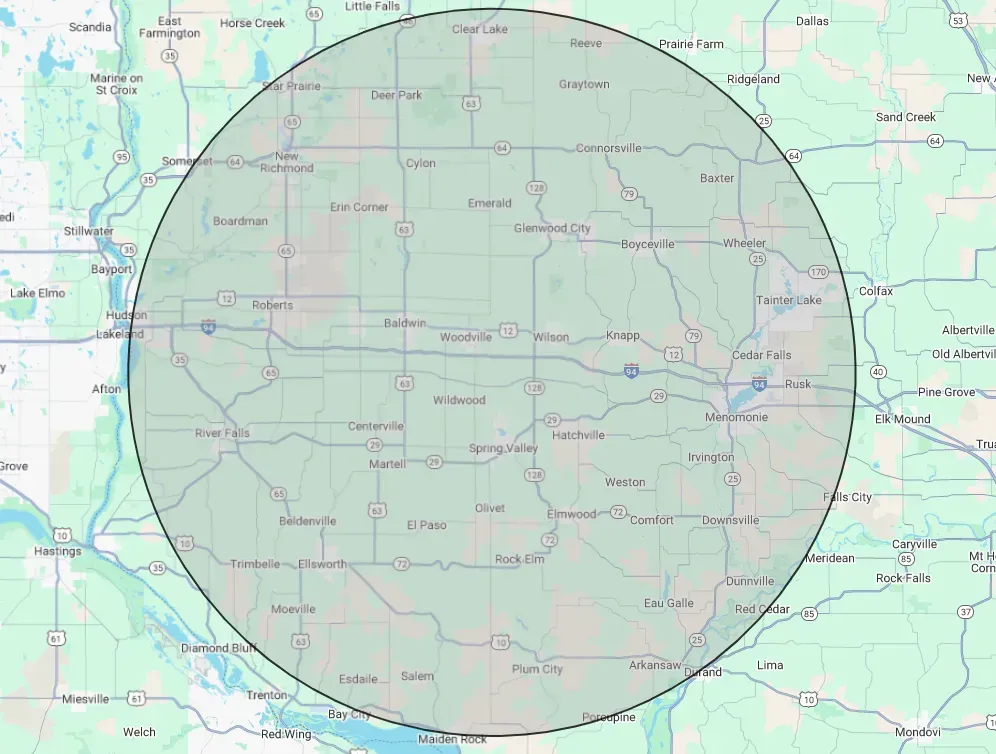 Radius map - Western WI