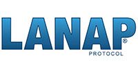 The logo for lana protocol is blue and white.
