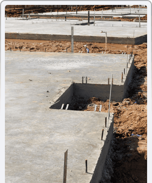 New Property Home Foundation Construction with conrete slab