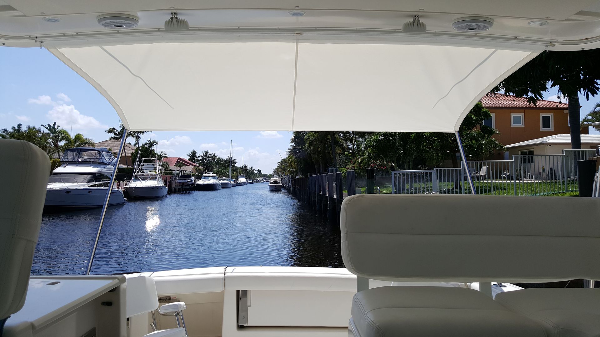 A view of a body of water from a boat