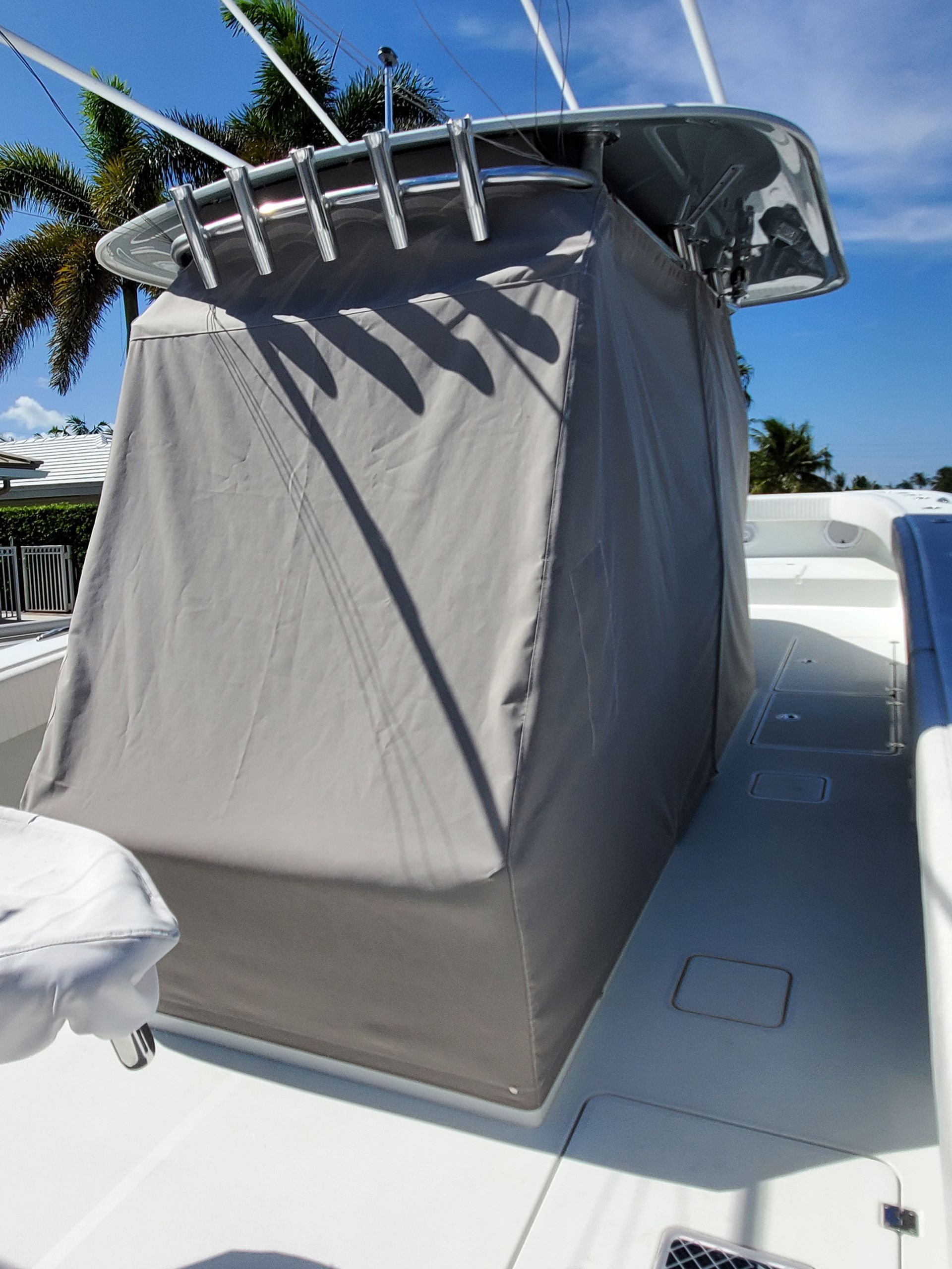 A boat with a tent on top of it