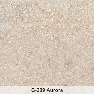 Light beige textured surface labeled “G-289 Aurora” at the bottom.