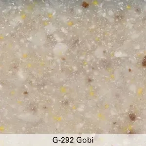 Close-up of speckled beige gravel or sand labeled “G-292 Gobi”