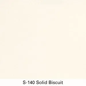 Beige square swatch labeled “S-140 Solid Biscuit”