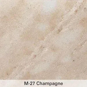 Beige marble-like surface labeled “M-27 Champagne”