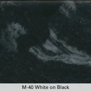 Abstract white streaks on a dark black background, labeled “M-40 White on Black.”