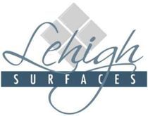 Lehigh Surfaces logo with gray script text over a blue bar and diamond graphic