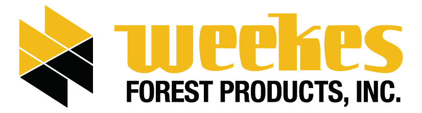 The logo for weekes forest products inc. is yellow and black.